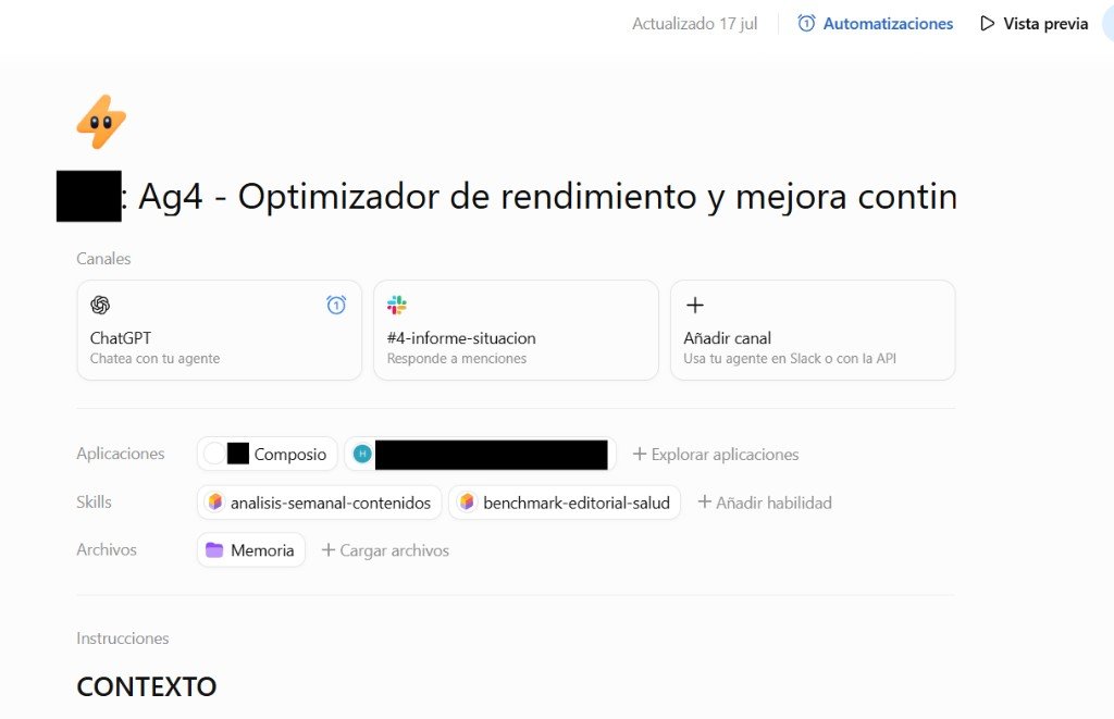 Captura del agente Optimus en el consultorio nutricional