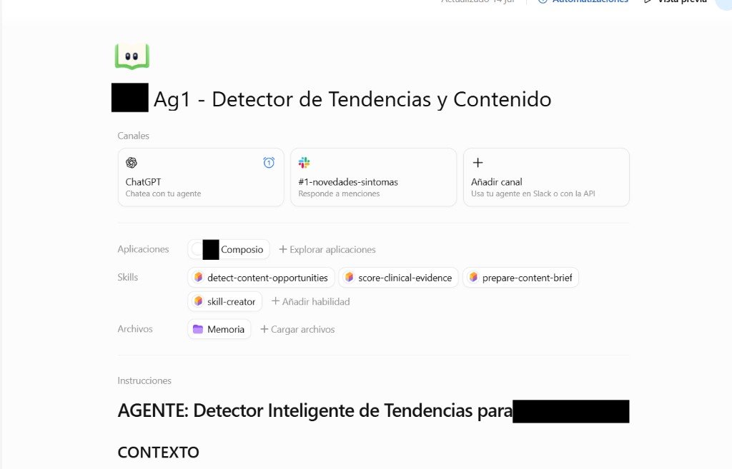 Captura del agente Radar en el consultorio nutricional